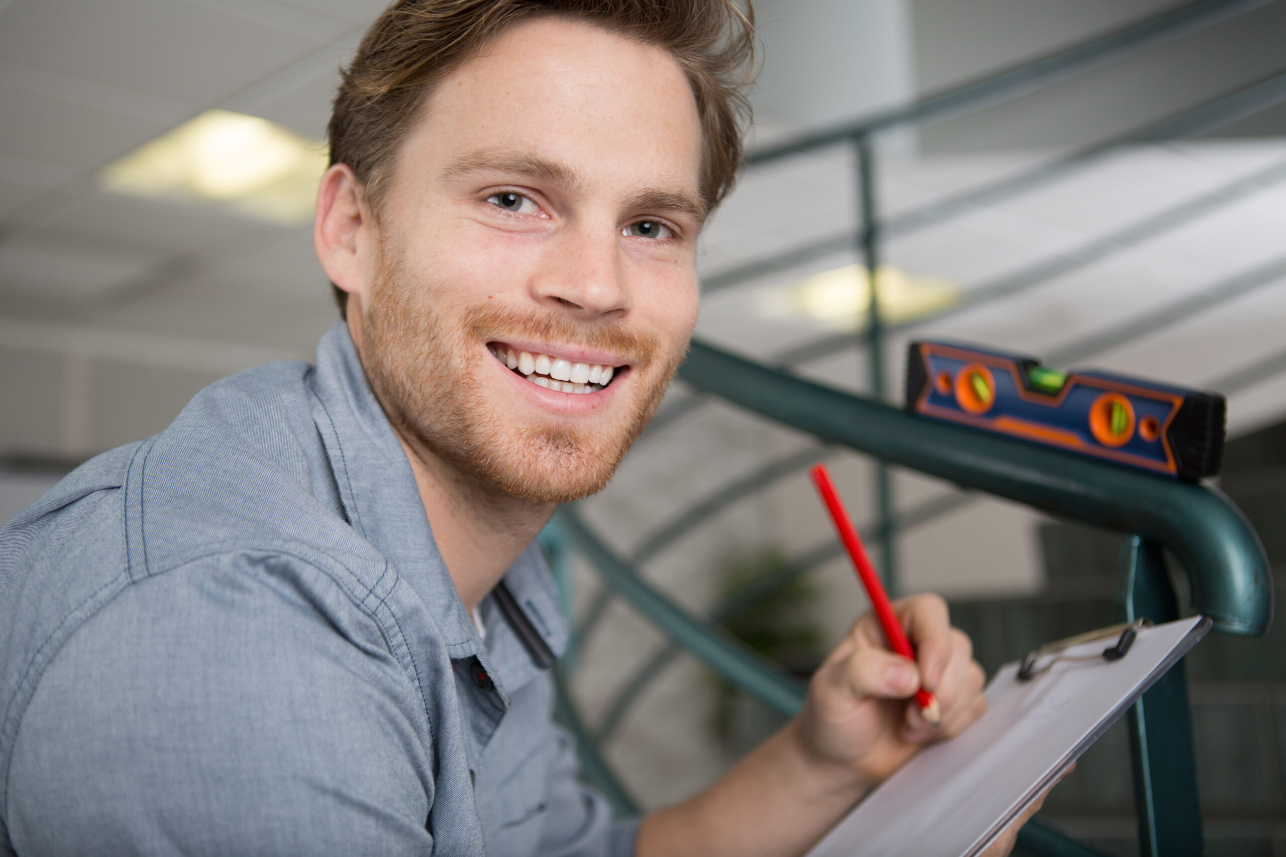 HVAC maintenance worker with equipment